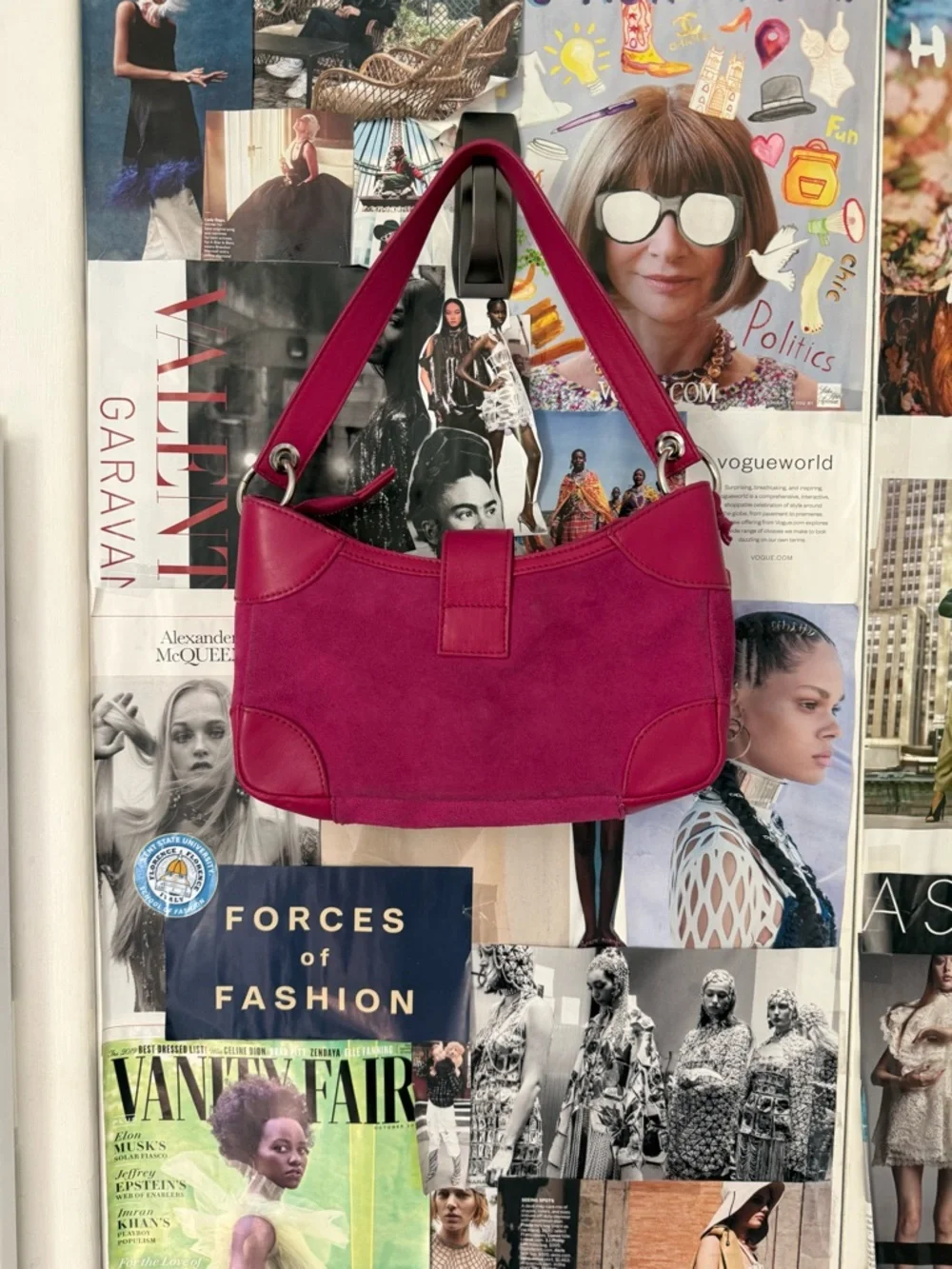 Bath & Body Works Magenta Suede Shoulder Bag with Silver Hardware - Picture 2 of 5